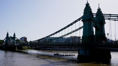 Hammersmith Bridge over the River Thames in London